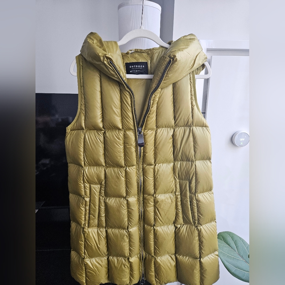 Olive Green Puffer Vest with Hood